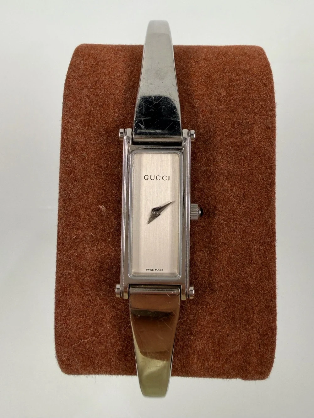 Gucci Silver Slim Rectangular Bangle Watch